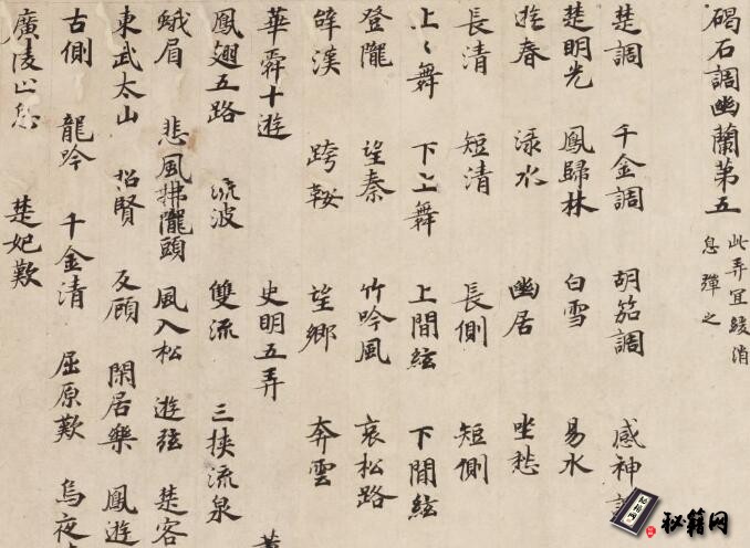 古籍.碣石调. 幽兰第五. 唐代纸本墨书